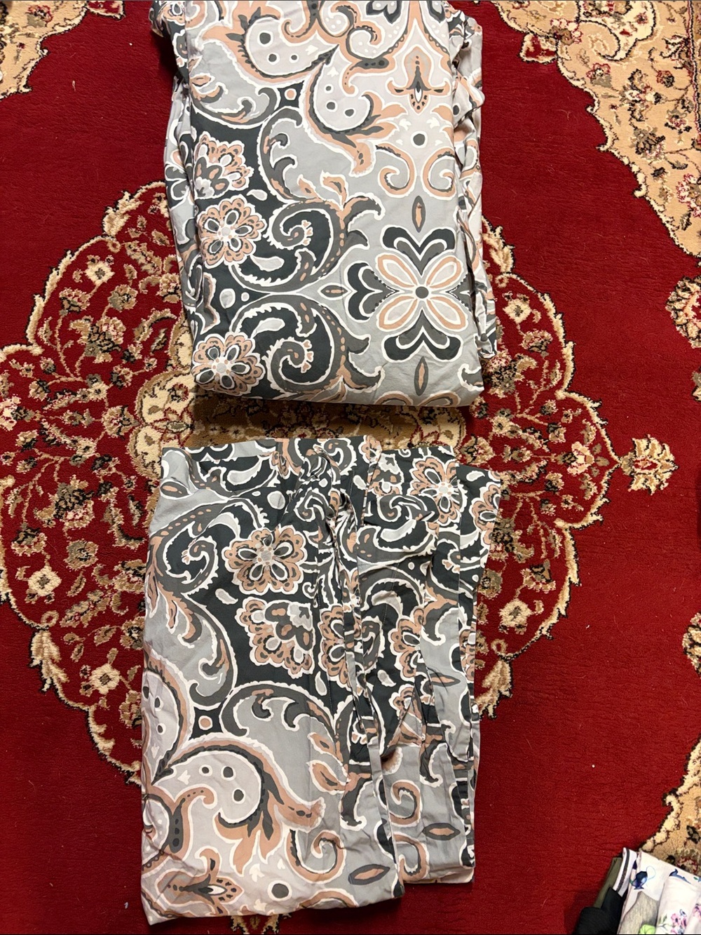 King Gray and Beige Floral Paisley king duvet set